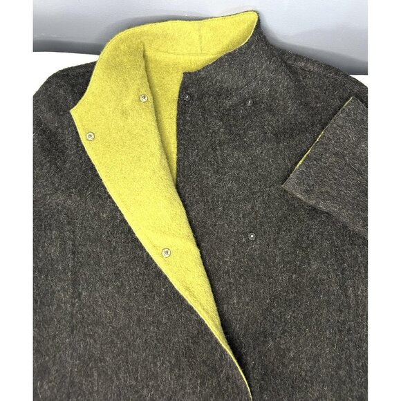 Beyond Threads Alpaca Coat Womens L Gray Green Reversible Wool Artsy Lagenlook - Picture 5 of 16